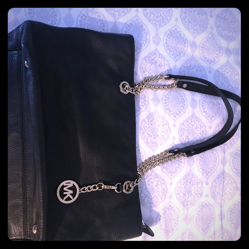 Michael Kors black leather shoulder bag